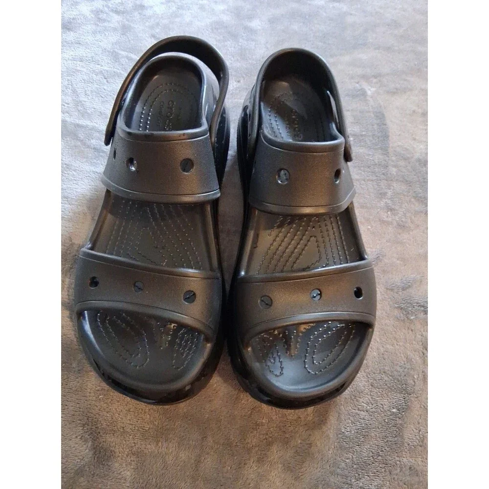 Crocs Classic Mega Crush Sandal Unisex Thick Soled Sandals Black Sz M 8 Women 10 - Picture 11 of 12